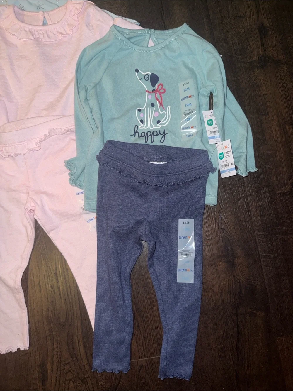 12M Bundle Garanimals 3 LongSleeve Bodysuits & 2 leggings